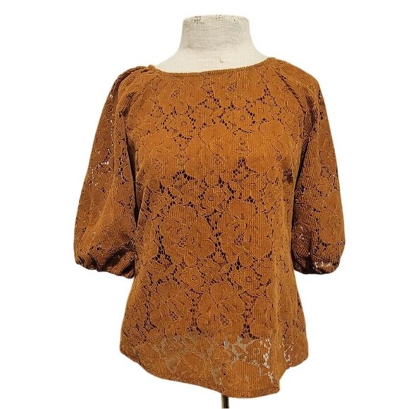 Anthro Womens Boho Floral Lace Blouse Small Dolan Norah 3/4 Western Festival - Picture 4 of 8